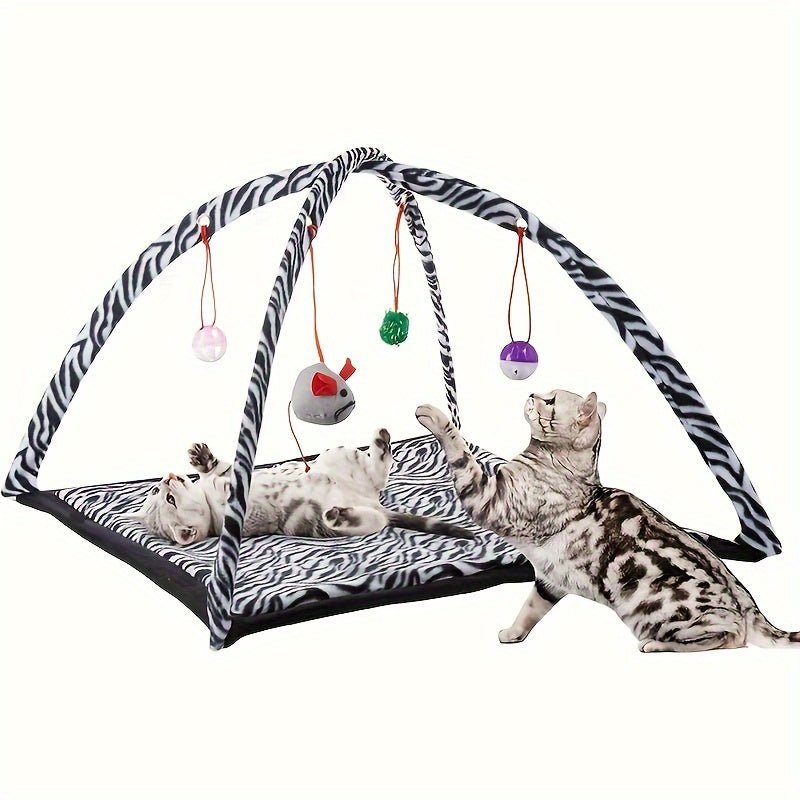 Juguete interactivo de lujo para gatos: Alfombra mecedora de felpa multifuncional con zona de rascado de sisal, juguete colgante y bola rodante para diversión sin fin - Ideal para gatos y gatitos - No se necesitan baterías - SACASUSA