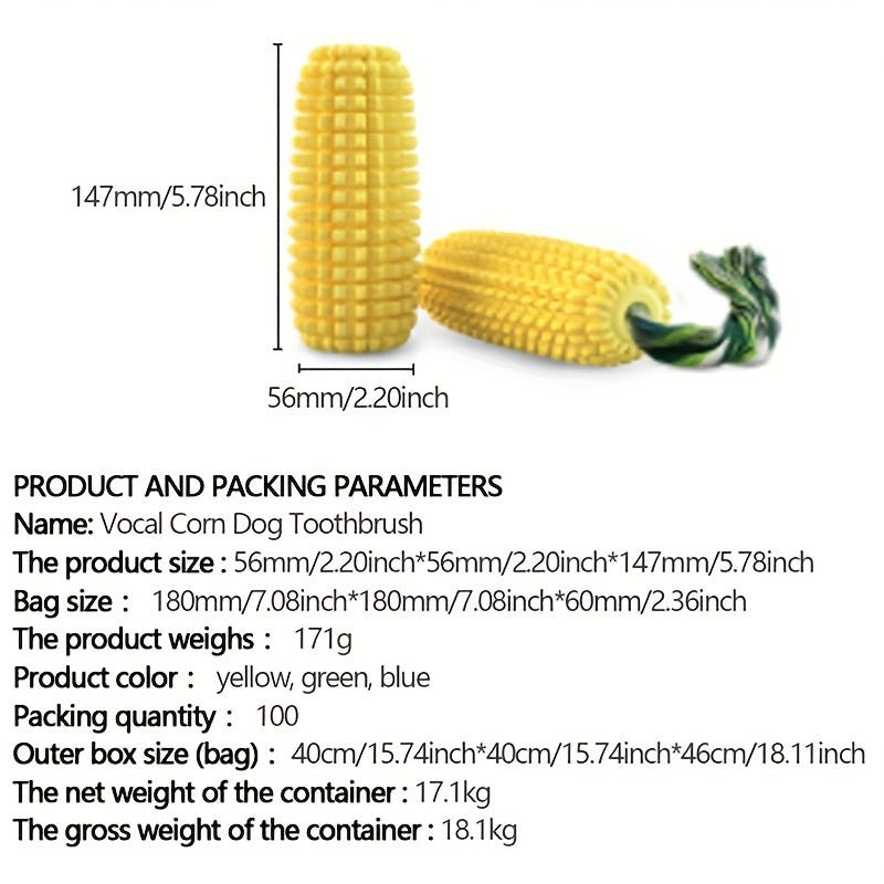 Juguetes Interactivos Para Perros Masticables Para Limpiar Los Dientes Y Jugar - Juguetes En Forma De Maíz Con Sonido Para Cachorros - SACASUSA