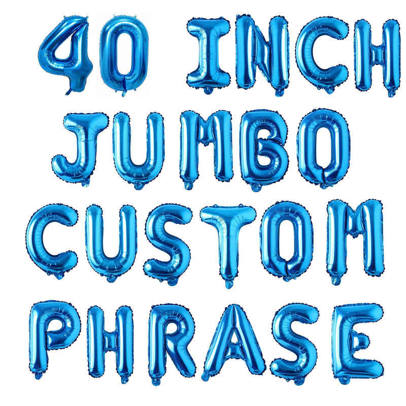 Jumbo 40 pulgadas personalizado número de letra azul gran globo de helio pancarta Mylar carta cumpleaños pancarta personalización Baby Shower feliz cumpleaños - SACASUSA