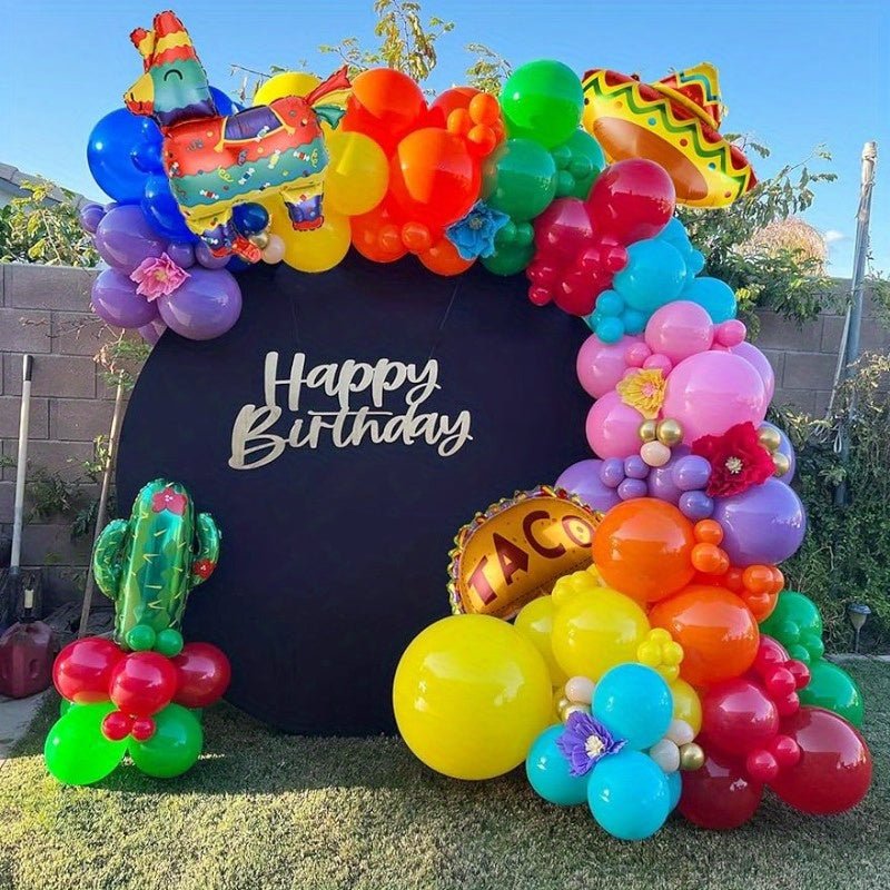 Kit De Decoraciones Para Fiesta Mexicana Con 159 Piezas, Arco De Globos Y Guirnalda, Globos De Llama, Cactus Y Sombrero Para Cinco De Mayo, Lotería Y Cumpleaños De Taco Tuesday. Suministros Para Fiestas De Cumpleaños. - SACASUSA