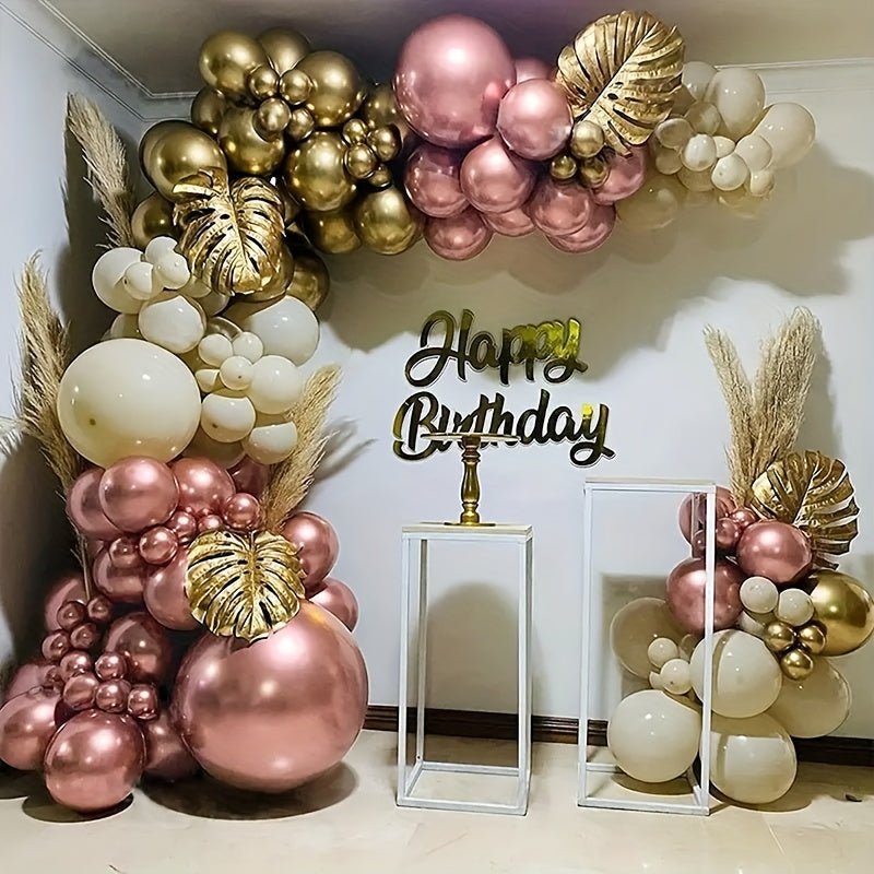 Kit de guirnalda de globos rosa de emulsión de alta calidad: decoración impresionante de 128 piezas, ideal para varias celebraciones, no requiere suministro de energía - SACASUSA