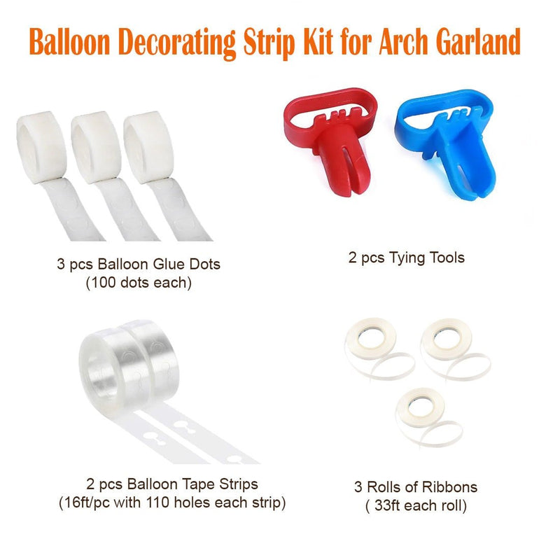 Kit de tiras para decoración de globos, guirnalda de arco, tira de cinta para globos de 32 pies, 2 herramientas para atar 300 puntos de pegamento para fiesta, boda, cumpleaños, baby shower - SACASUSA