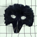 Máscara de pájaro de plumas negras hecha a mano con pico negro, ojos de lentejuelas, cuervo, máscara de animales de plumas de pájaro grande de Halloween - SACASUSA