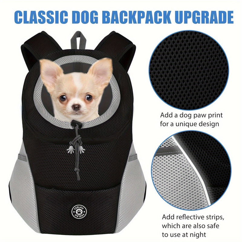 Mochila Cómoda, Transpirable y Elegante para Perros - Ajustable de Nailon, Portador de Mascotas para Perros Pequeños y Medianos - Ideal para Senderismo y Actividades al Aire Libre, con Tiras Reflectantes de Seguridad - SACASUSA