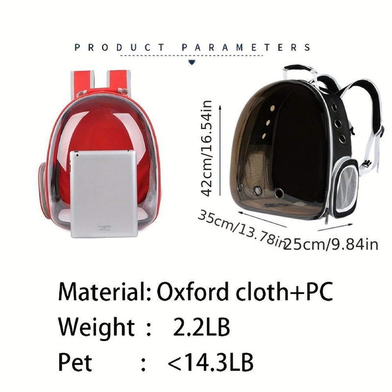 Mochila portátil transpirable transparente porta mascotas para gatos, con cápsula espacial para salir - SACASUSA