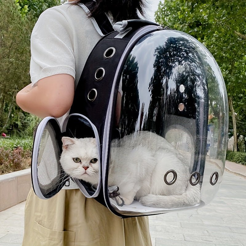 Mochila portátil transpirable transparente porta mascotas para gatos, con cápsula espacial para salir - SACASUSA