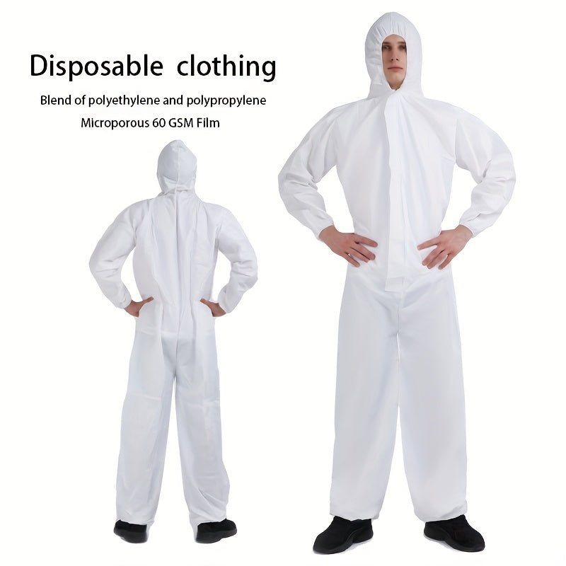 Mono Desechable Impermeable con Capucha: Traje Protector con Bandas Elásticas, Cremalleras Resistentes al Viento y Material Microporoso para Cría, Pintura y Limpieza - SACASUSA