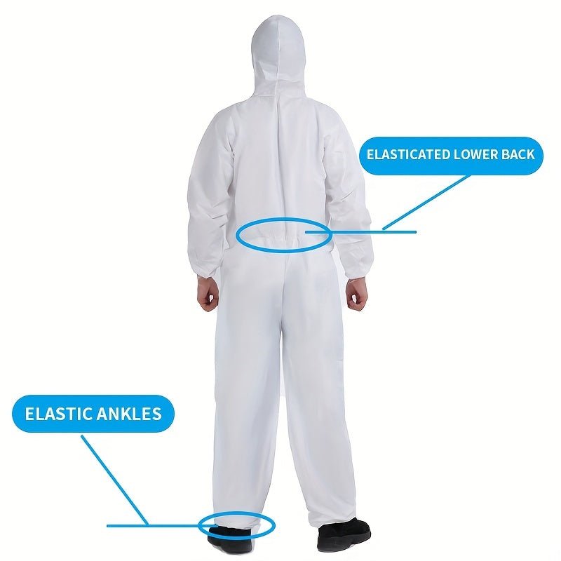 Mono Desechable Impermeable con Capucha: Traje Protector con Bandas Elásticas, Cremalleras Resistentes al Viento y Material Microporoso para Cría, Pintura y Limpieza - SACASUSA