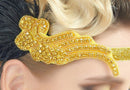 Oro Vintage inspirado El gran Gatsby Rhinestone con cuentas diadema 1920 tocado Flapper negro pluma nupcial tocado de boda Art Déco - SACASUSA