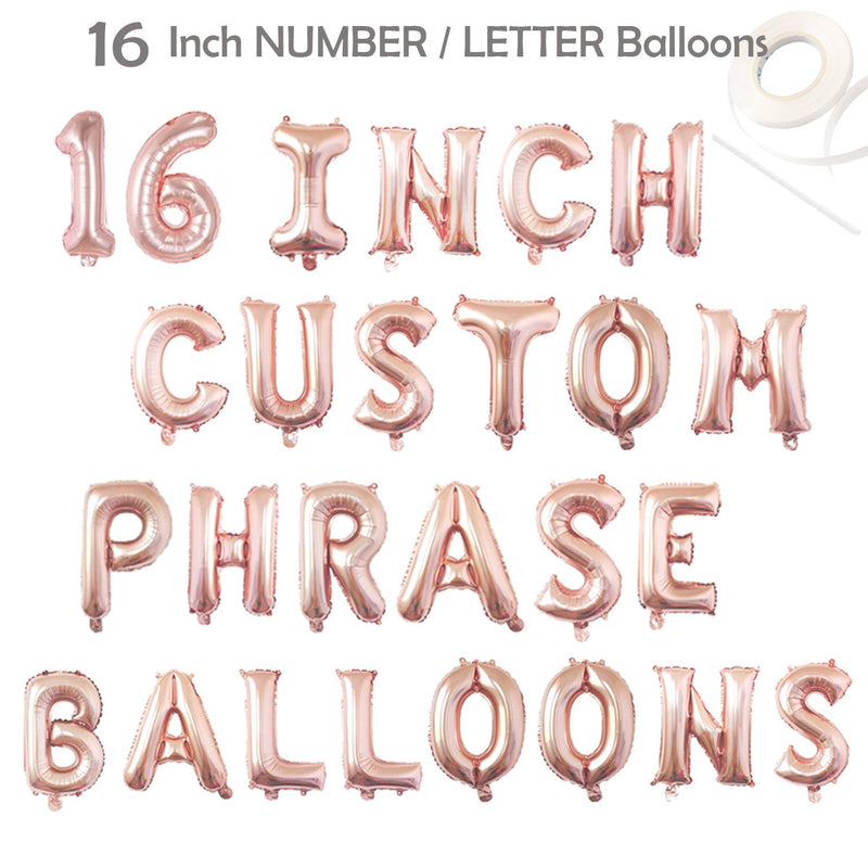 Pancarta de globo con letras y números de oro rosa personalizada de 16 pulgadas. Pancarta de cumpleaños con letras Mylar de 16''. Elija AZ 0-9 Personalización Baby Shower - SACASUSA