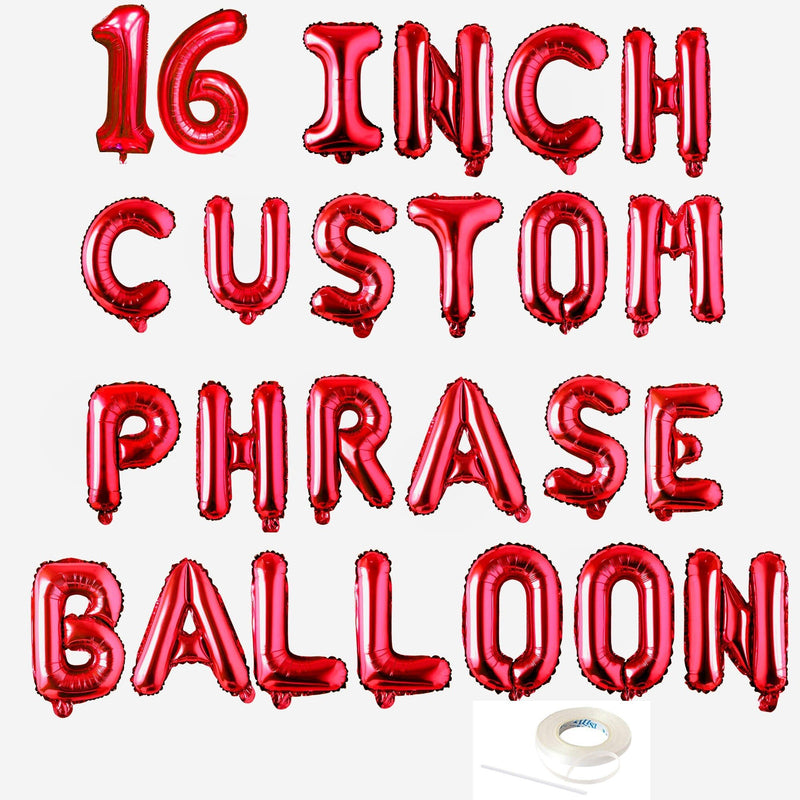 Pancarta de globo con número de letra roja brillante personalizada de 16 pulgadas, pancarta de cumpleaños con letras Mylar de 16 pulgadas, personalización AZ 0-9, Baby Shower - SACASUSA