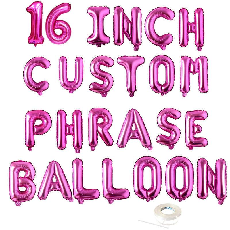 Pancarta de globo con número de letra rosa brillante personalizada de 16 pulgadas, pancarta de cumpleaños con letras Mylar de 16 pulgadas, personalización AZ 0-9, Baby Shower - SACASUSA