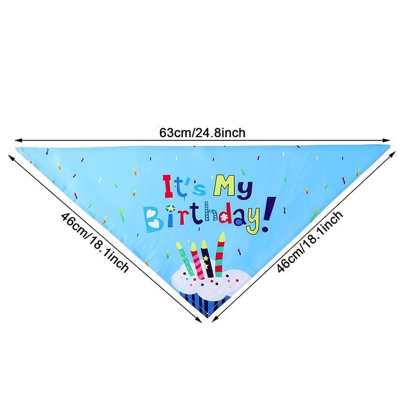 Pañuelo Y Sombrebro De Cumpleaños Para Perro, Bufanda Triangular Para Perro, Suministros Para Fiesta De Cumpleaños - SACASUSA