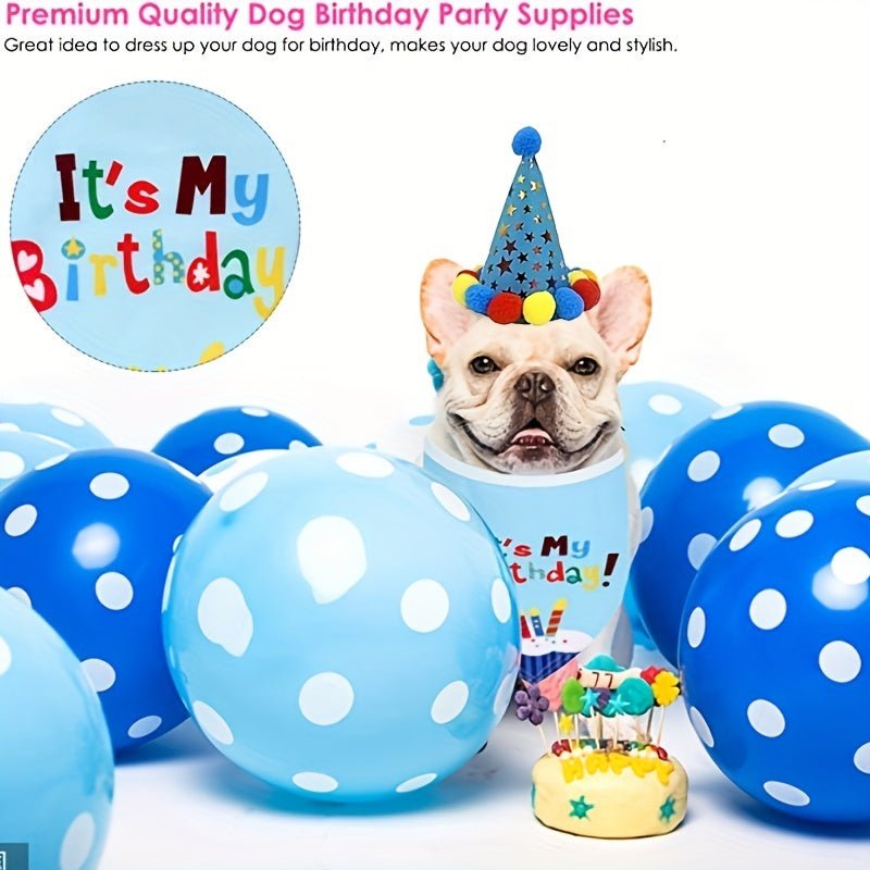 Pañuelo Y Sombrebro De Cumpleaños Para Perro, Bufanda Triangular Para Perro, Suministros Para Fiesta De Cumpleaños - SACASUSA