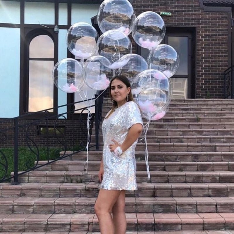 Paquete de 10 Globos Bobo Transparentes (14+): Decora y Celebra Eventos con Inflado sin Electricidad para una Festividad Óptima - SACASUSA