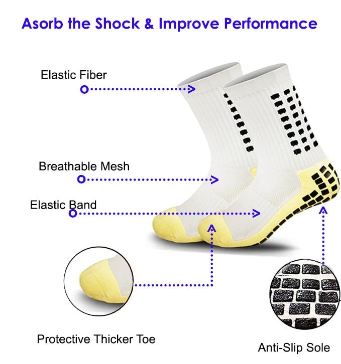 Paquete de 4 pares de calcetines antideslizantes de fútbol Premium para hombres y mujeres, calcetines de fútbol transpirables, agarre deportivo, pelota de baloncesto, fútbol, tenis - SACASUSA