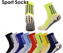 Paquete de 4 pares de calcetines antideslizantes de fútbol premium para hombres y mujeres, calcetines de fútbol transpirables, calidad de agarre corto deportivo, amarillo, verde, blanco, negro, rojo y azul - SACASUSA