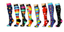 Paquete de 8 calcetines de compresión premium SM para mujeres, enfermeras, médicos, trabajadores, regalo, gato negro, amarillo, esqueleto negro, hueso, diversión, Halloween, rayas naranjas - SACASUSA
