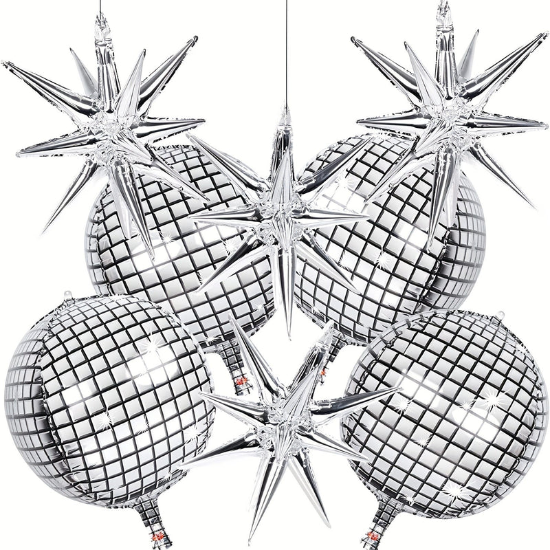 Paquete de 8 duraderas y reutilizables Globos Metálicos de Estrella - Formas eclécticas para Tema 'Rock' - Ideal para Fiestas Disco, Graduaciones y Celebraciones de Año Nuevo - SACASUSA