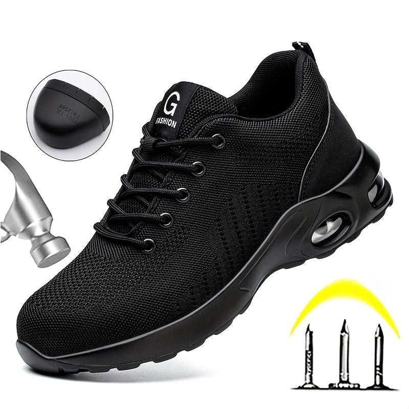 Par de Zapatos de seguridad para el trabajo antideslizantes a prueba de pinchazos con punta de acero para hombres, zapatillas de deporte transpirables para construcción industrial - SACASUSA