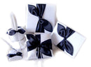 Portador de la almohada del anillo del arco del satén del nudo negro grande del amor de la boda nupcial blanca ¡Simple pero con clase! Accesorios de boda Calidad y artesaná­a de primer nivel - SACASUSA