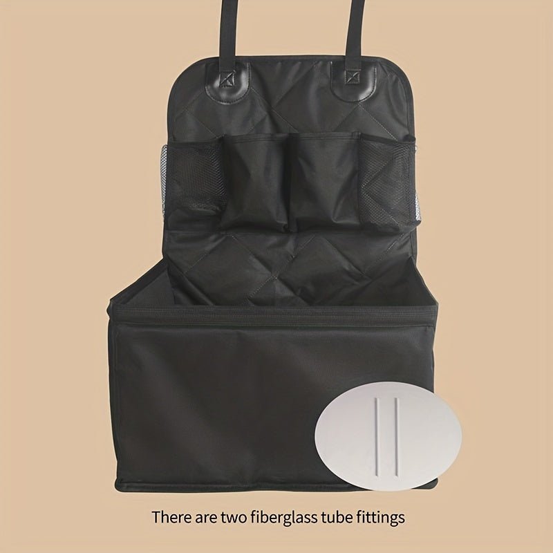 Portátil 'Fold-n-Go' transportín de gato en elegante patrón gris: cinturón de seguridad, compacto y resistente bolso de viaje de poliéster - SACASUSA