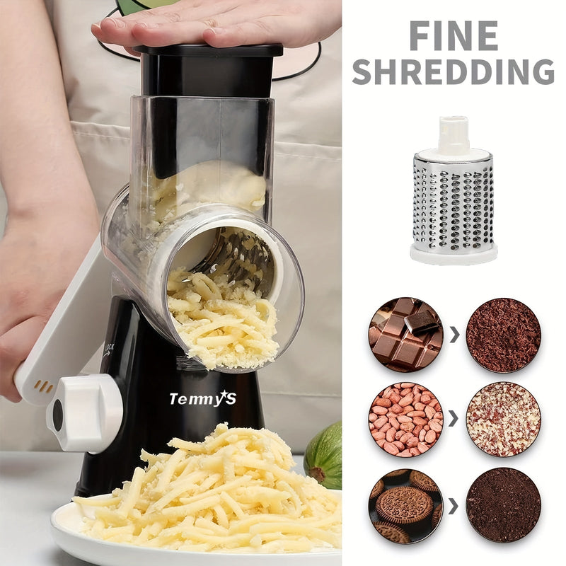 Ralla sin esfuerzo Mandolina de Cocina: Multiusos, Duradero Rallador de Queso, Fruta y Verdura Slicer con 3 Cuchillas Intercambiables para Versatilidad. Limpieza Fácil y Material de Plástico Fiable - SACASUSA