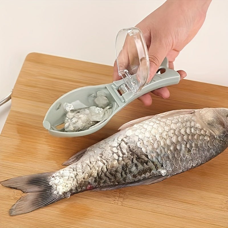 Raspador de Escamas de Pescado Eficiente y Conveniente - Perfecto Ayuda de Cocina con Almacenamiento Integrado, Fácil de Limpiar, Asegura Cocina Sin Desorden Después de Cada Uso! - SACASUSA