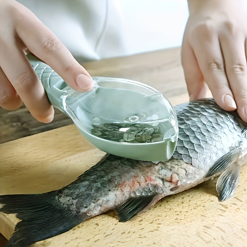 Raspador de Escamas de Pescado Eficiente y Conveniente - Perfecto Ayuda de Cocina con Almacenamiento Integrado, Fácil de Limpiar, Asegura Cocina Sin Desorden Después de Cada Uso! - SACASUSA