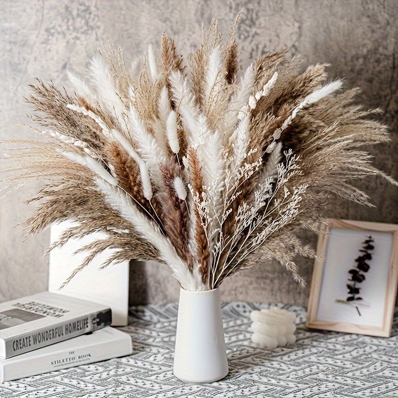 Set de 50pcs de Pampas Artificiales de Calidad, Mejore Sus Espacios y Eventos, Mantenimiento Bajo, Regalo Perfecto para Todos Los Festivales y Dias Especiales - SACASUSA