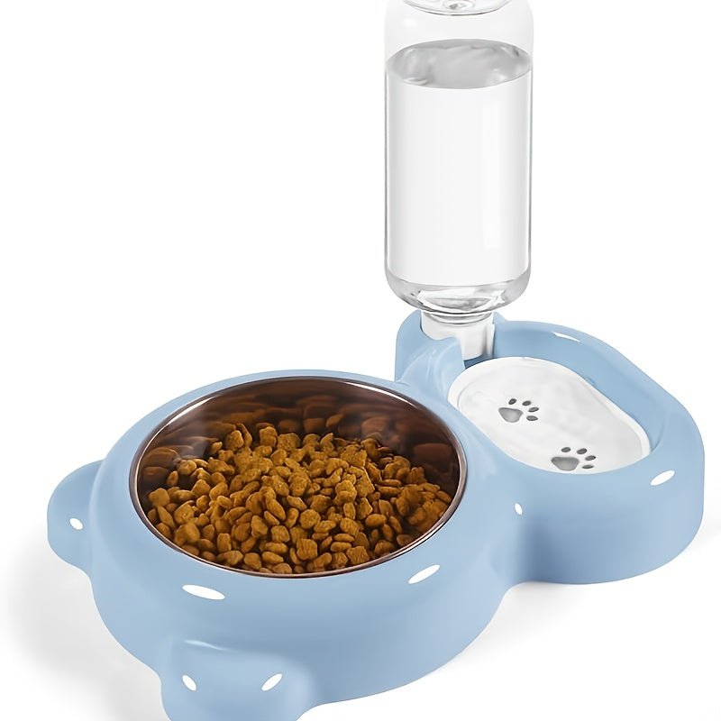 Set de doble tazón para gatos y dispensador automático de agua sin batería - Para hidratación y alimentación de tu mascota sin esfuerzo - SACASUSA