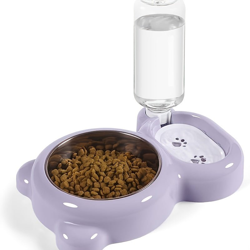 Set de doble tazón para gatos y dispensador automático de agua sin batería - Para hidratación y alimentación de tu mascota sin esfuerzo - SACASUSA