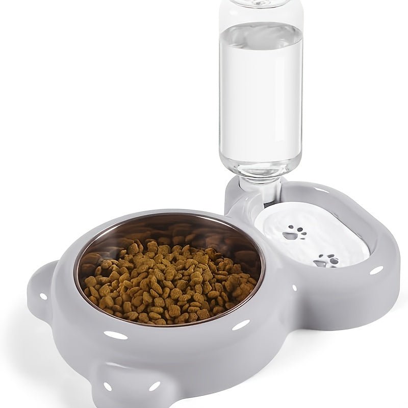 Set de doble tazón para gatos y dispensador automático de agua sin batería - Para hidratación y alimentación de tu mascota sin esfuerzo - SACASUSA