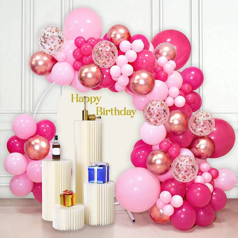 Set, Pink Balloon Garland Arch Kit, 99pcs Hot Pink Rose Golden Globos Con Globos De Confeti Para El Cumpleaños De La Niña Nupcial Baby Shower Día De La Madre Princesa Fiesta Temática Fondo Decoraciones Suministros - SACASUSA