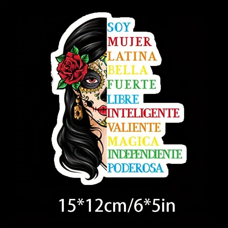 Soy Mujer Latina Chingona Red Rose In Hair Cita Inspiradora Mujer Latina, Mujeres Mexicanas, Orgullo Mexicano Pegatina - SACASUSA