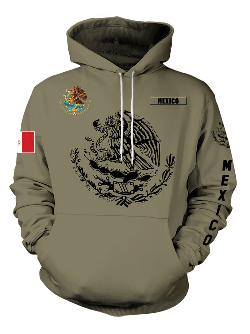 Sudadera con capucha con estampado de águila mexicana, sudadera con capucha de diseño gráfico informal para hombres, ropa de calle para otoño e invierno, idea como regalo - SACASUSA