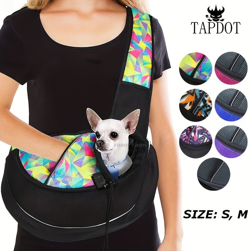 TAPDOT Satchel de Mascotas Ajustable y Manos Libres: Bolsa de Seguridad con Cierre de Cremallera y Poliéster de Calidad para Perros, Gatos y Conejos Pequeños/Medianos. ¡Lleva tus compañeros en cada aventura! - SACASUSA