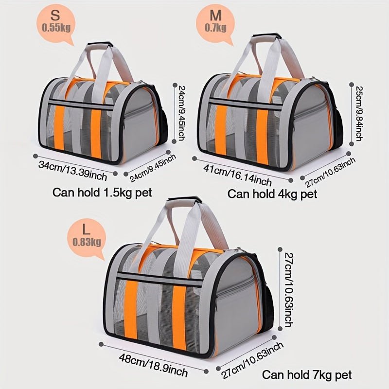 Transportín Transpirable y Amigable para Viajes para Gatos y Perros - Nailon Duradero, Diseño Plegable, Cierre de Cremallera Seguro - Perfecto para Actividades al Aire Libre - SACASUSA