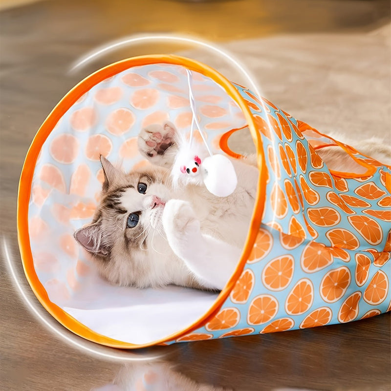 Túnel de Gato de Estampado Animal Interactivo – Juguete de Juego Divertido y Atractivo con Agujero de Ojeo y Bola, Hecho de Poliéster Duradero para Salud y Ejercicio - SACASUSA