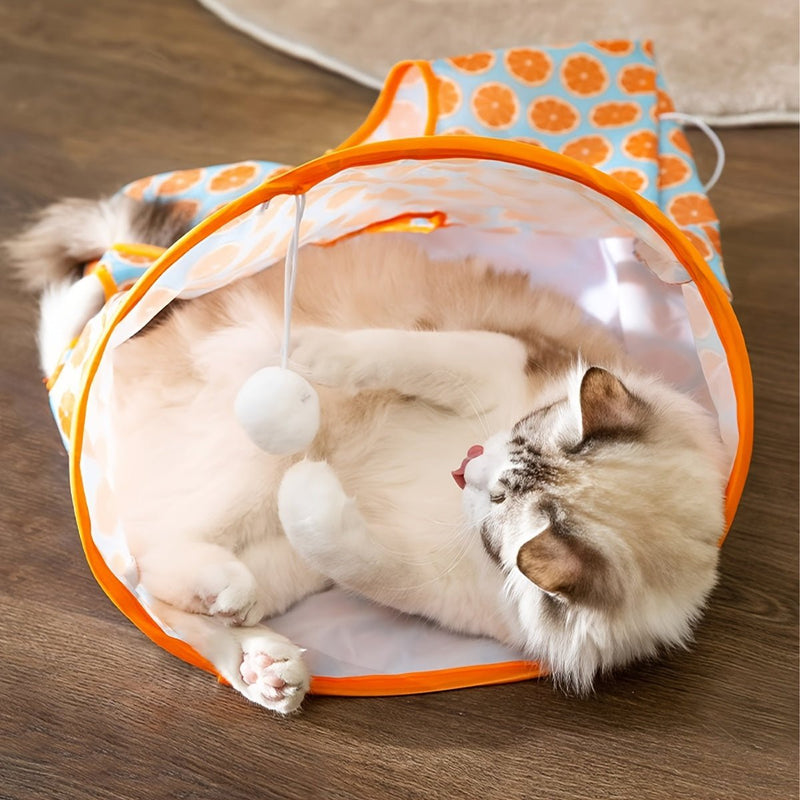 Túnel de Gato de Estampado Animal Interactivo – Juguete de Juego Divertido y Atractivo con Agujero de Ojeo y Bola, Hecho de Poliéster Duradero para Salud y Ejercicio - SACASUSA