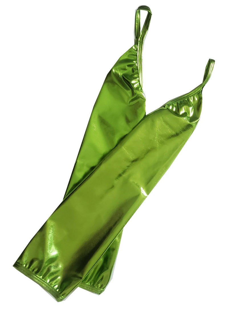 Verde Manzana Sin Dedos Sobre el Codo Brillante Metálico WetLook Elástico Guantes Extra Largos Fiesta de Disfraces de Halloween Cosplay Longitud Operal Mujeres - SACASUSA