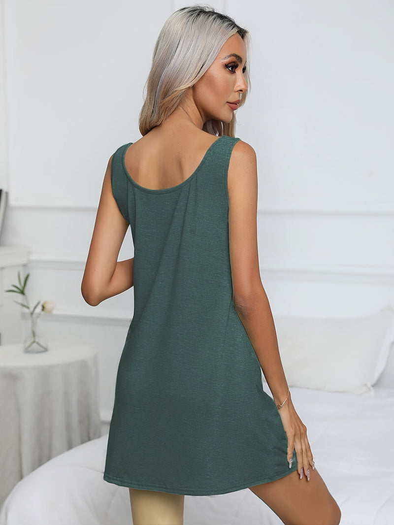 Vestido De Salón Con Chaleco Liso, Minivestido Microelástico Cómodo Y Suave, Ropa De Dormir Y Ropa De Dormir Para Mujer - SACASUSA