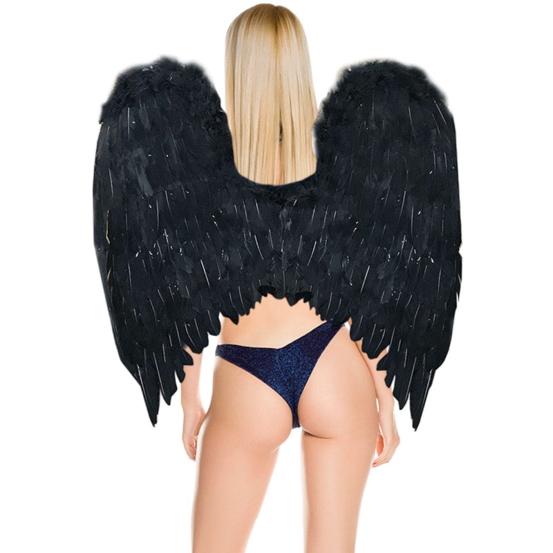 XXL hecho a mano grande pluma negra grandes alas de ángel de hadas con halo gratis para alas de disfraz de Halloween hombres mujeres adultos L - SACASUSA