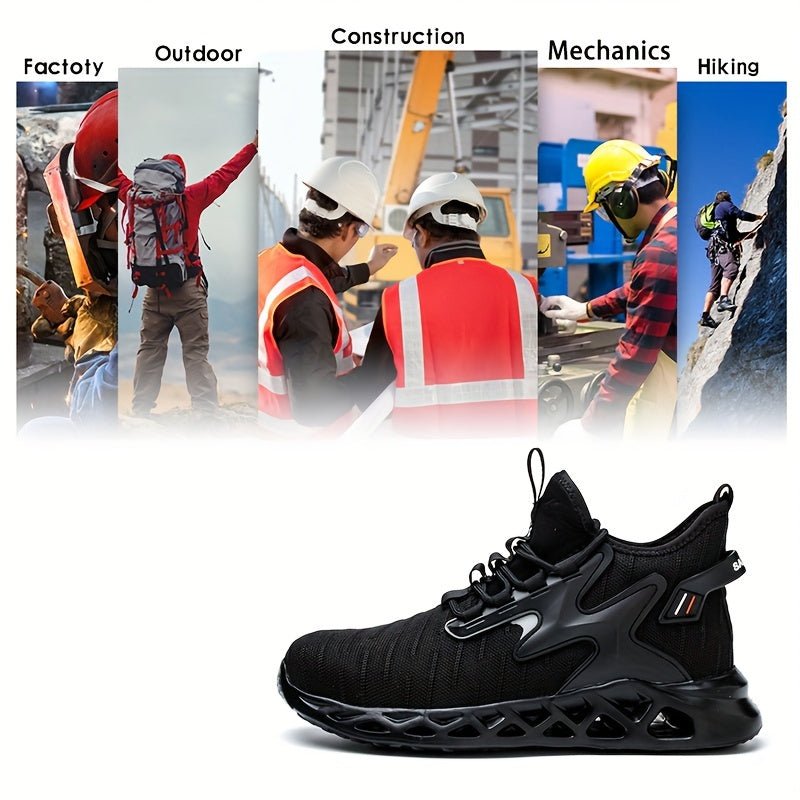 Zapatos De Seguridad Para El Trabajo Con Punta De Acero A Prueba De Pinchazos, Antideslizantes, Antigolpes, Con Absorción De Impactos, Zapatos De Seguridad Ligeros Tejidos Con Mosca Para Hombres, Zapatos Con Punta De Acero Antigolpes Y Antiperforantes - SACASUSA