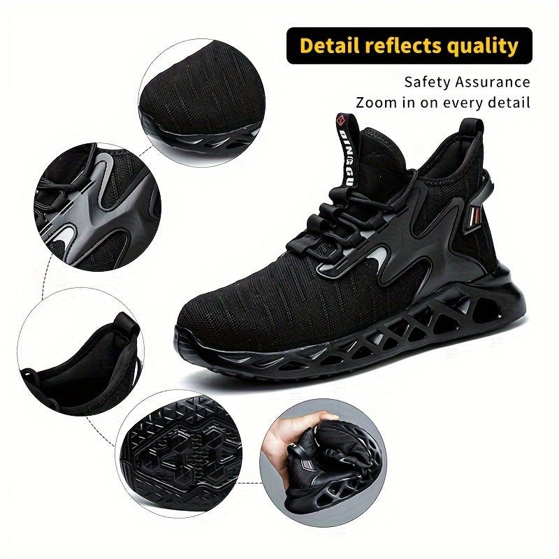 Zapatos De Seguridad Para El Trabajo Con Punta De Acero A Prueba De Pinchazos, Antideslizantes, Antigolpes, Con Absorción De Impactos, Zapatos De Seguridad Ligeros Tejidos Con Mosca Para Hombres, Zapatos Con Punta De Acero Antigolpes Y Antiperforantes - SACASUSA