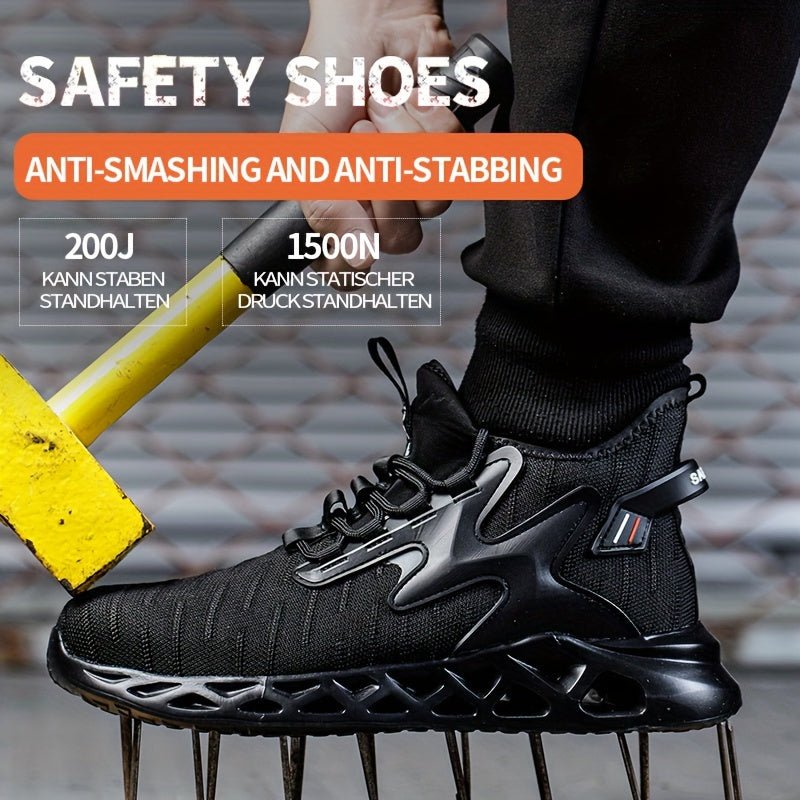 Zapatos De Seguridad Para El Trabajo Con Punta De Acero A Prueba De Pinchazos, Antideslizantes, Antigolpes, Con Absorción De Impactos, Zapatos De Seguridad Ligeros Tejidos Con Mosca Para Hombres, Zapatos Con Punta De Acero Antigolpes Y Antiperforantes - SACASUSA