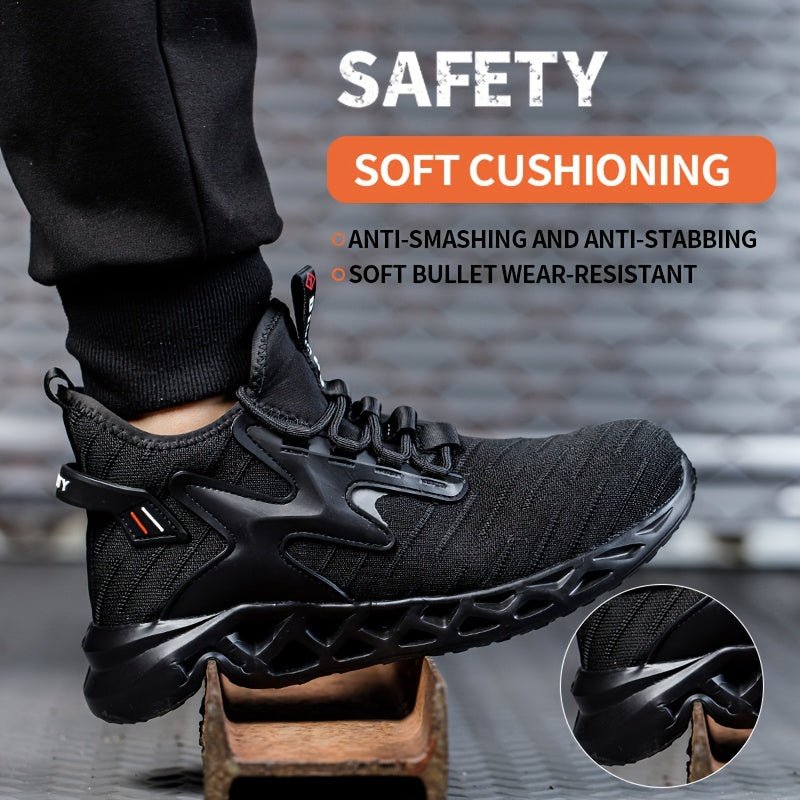 Zapatos De Seguridad Para El Trabajo Con Punta De Acero A Prueba De Pinchazos, Antideslizantes, Antigolpes, Con Absorción De Impactos, Zapatos De Seguridad Ligeros Tejidos Con Mosca Para Hombres, Zapatos Con Punta De Acero Antigolpes Y Antiperforantes - SACASUSA